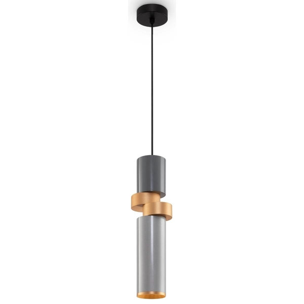 Designerska lampa wisząca tuba podłużna szara mosiądz Palette OUTLET