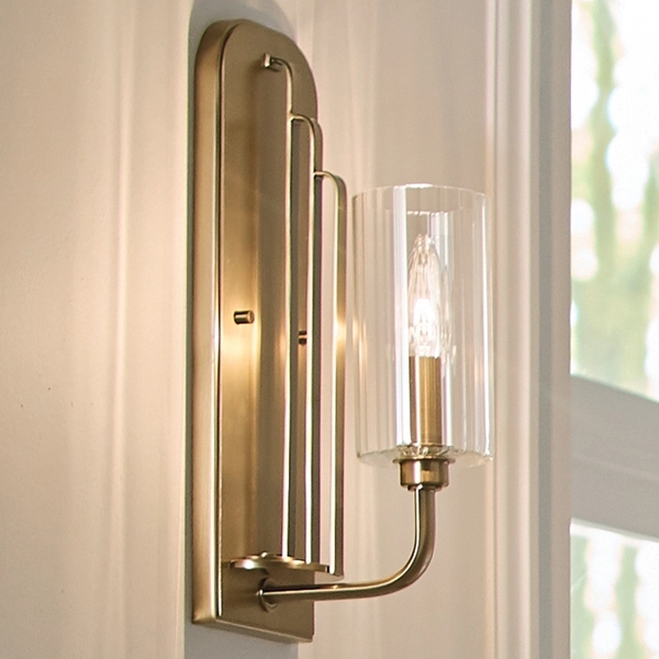 Kinkiet ścienny QN-KIMROSE1-BNB szklany mosiądz nikiel