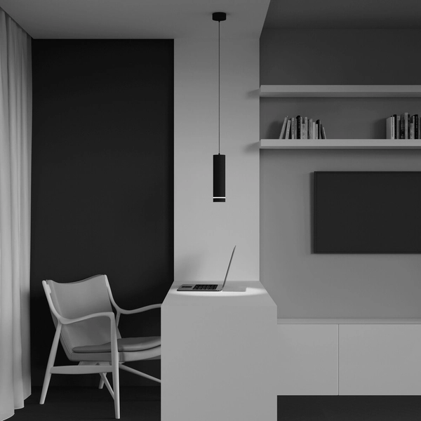 Zwisająca lampa Orlo P085PL-12W3K-B LED 12W 3000K tuba do salonu czarna