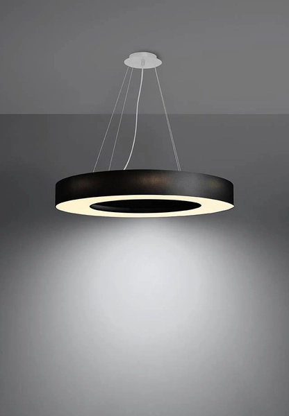 Wisząca LAMPA materiałowa SL.0754 okrągła OPRAWA zwis abażurowy czarny