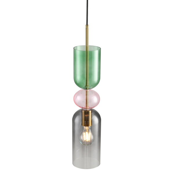 Szklana lampa wisząca PASTELLO ST-DN399B nad wyspę zielona szara