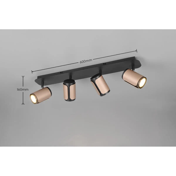 Kawowa lampa sufitowa GILLAN 814500465 różowa tuba 4xGU10 ściemnialna
