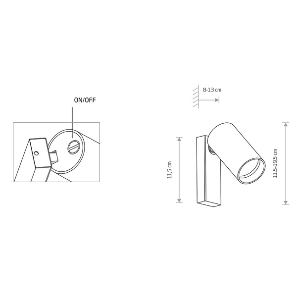 Minimalistyczna lampa ścienna Mono 7764 ruchoma czarna do holu