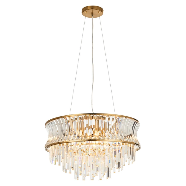 Wisząca lampa glamour L&-1107785 szklana mosiądz przezroczysty