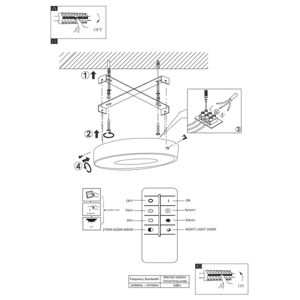 Nowoczesna LAMPA sufitowa JOLLI 41758-42B Globo metalowy plafon LED 42W 2700K - 6000K okrągły czarny