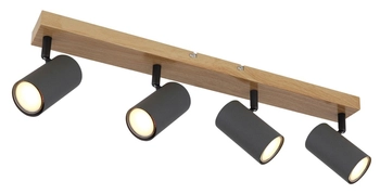 Przusufitowa lampa Robby 57911-4G z regulacją grafit drewno