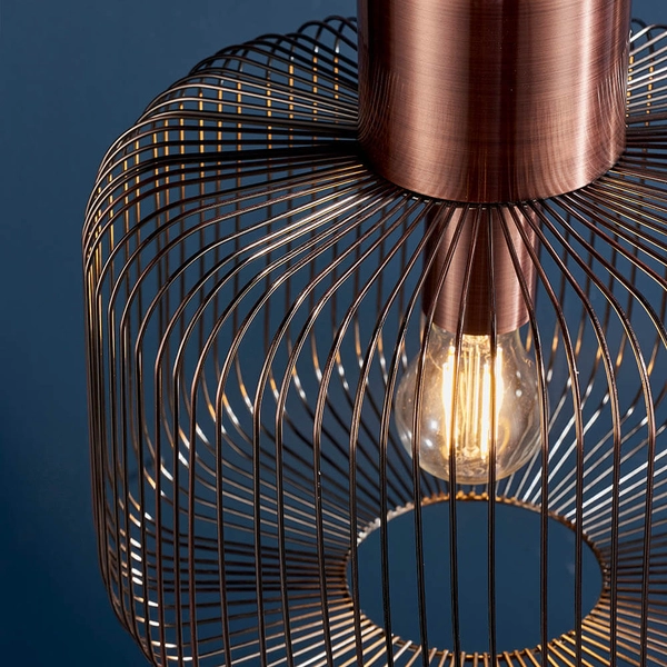 Wisząca lampa metalowa Nicola 68986 ażurowa druciana miedziana