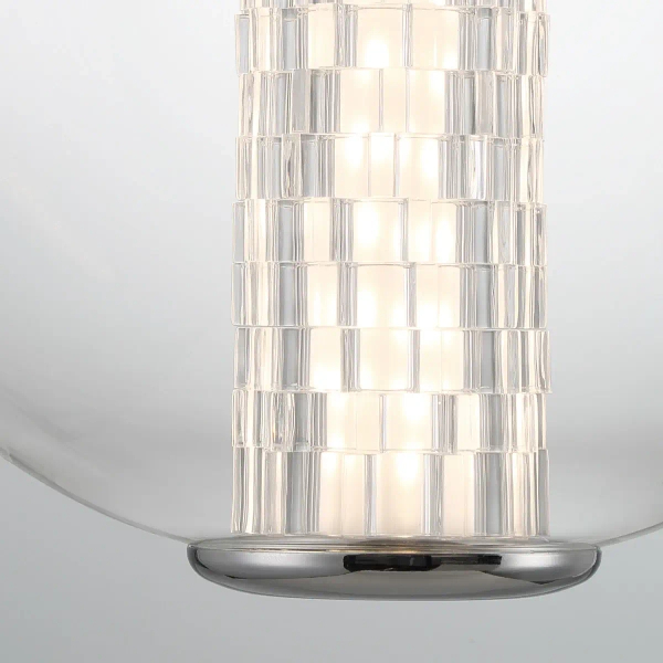 Szklana lampa wisząca kula Atomo QN-ATOMO-1P-PC LED 9W 3000K srebrny