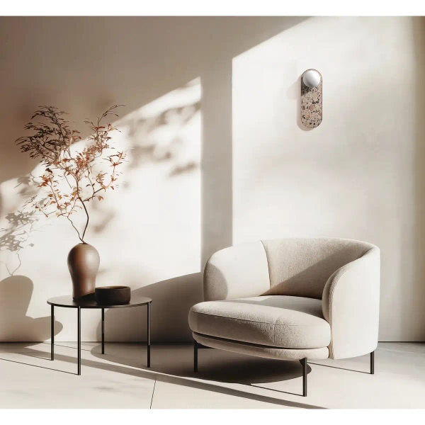 Ścienny kinkiet lastrykowy LEGRA 21404107 kula IP44 biała drewniana kremowa