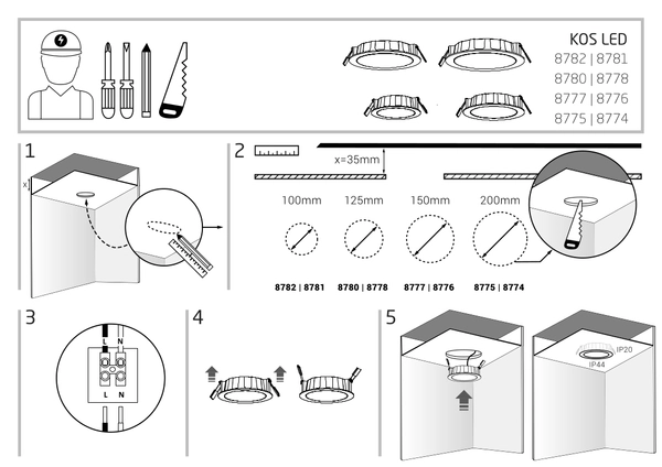 LAMPA sufitowa KOS 8780 Nowodvorski łazienkowa OPRAWA LED 10W 3000K wpust okrągły IP44 biały