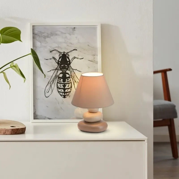 Ceramiczna lampka stołowa Paolo 92907/20 z abażurem brązowa