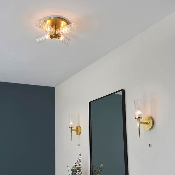 Lampa ścienna z włącznikiem Talo 96163 tuba metal mosiądz