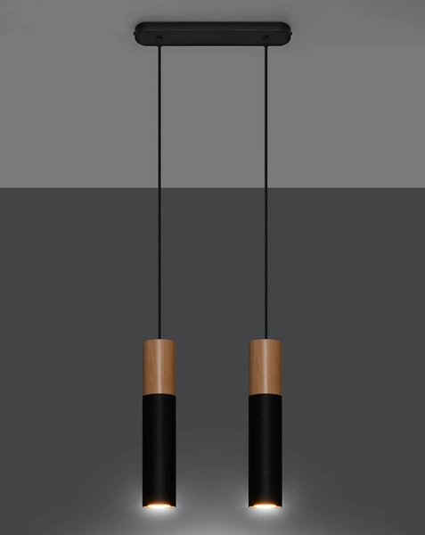 Hygge LAMPA wisząca SL.0633 metalowa OPRAWA tuby ZWIS skandynawski drewniany czarny