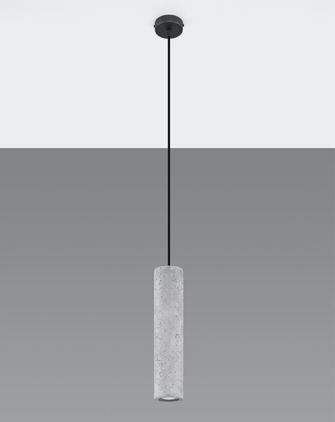 Wisząca LAMPA betonowa SL.0653 okrągła OPRAWA tuba zwis szary czarny
