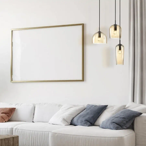 Lampa nad stół wisząca do jadalni 22118 szklana szampański czarny