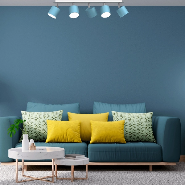 Natynkowa lampa sufitowa Dixie listwa biała niebieska