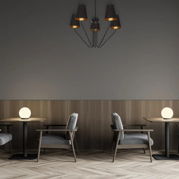 Abażurowa lampa wisząca VICTORIA BLACK MLP4913 tkaninowa czarna