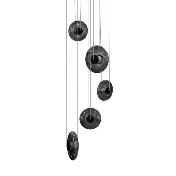 Wisząca lampa kaskada ANDORA czarna przydymiona szklana 5x44W 3000K szklana do salonu AZ6887