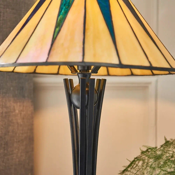 Nocna lampka szklana Dark star 70367 witrażowa tiffany brązowa kolorowa