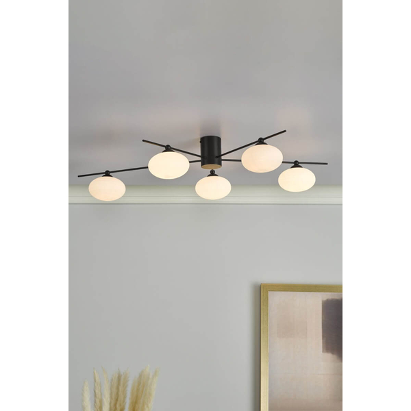 Sufitowa lampa do sypialni Jasper JAS5422 molekuły białe czarne