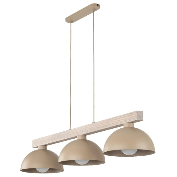 Wisząca lampa nad stół Oslo Sabia 11012 na belce drewnianej beżowy