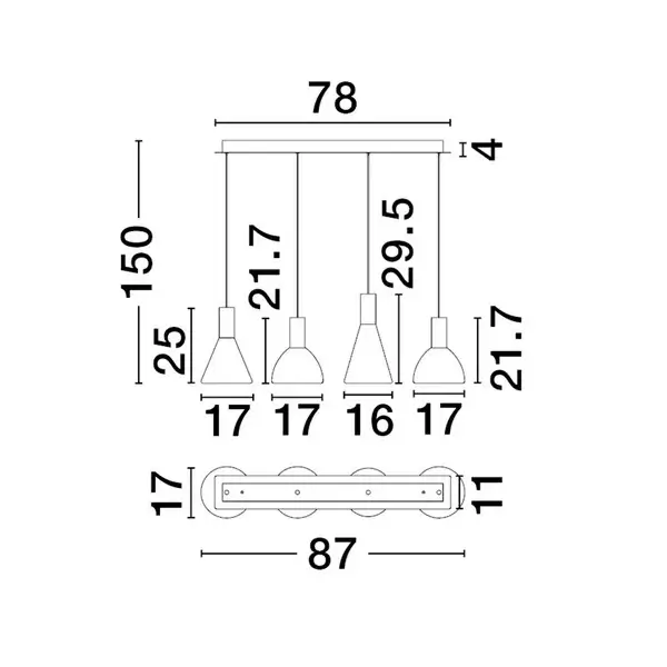 Designerska wisząca lampa SARDUNO LE45140 LED 27W 3000K złota szara