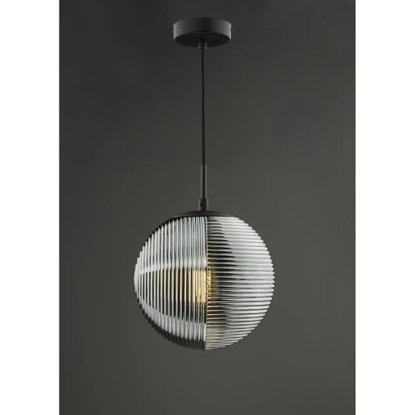 Kulista wisząca lampa Evander EVA0122 kula czarna przydymiona