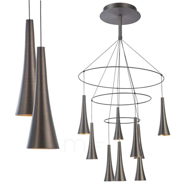 LAMPA wisząca LUCA MD16115-9A Italux OPRAWA metalowa LED 45W 3000K kaskada stożki brązowa