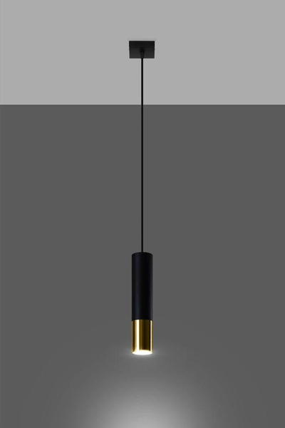 Loftowa LAMPA wisząca SL.0952 modernistyczny ZWIS tuba czarna złota OUTLET