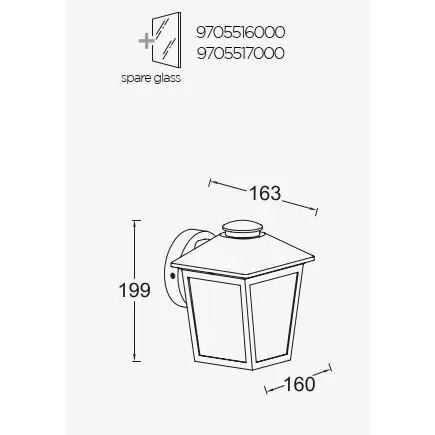 Elewacyjny kinkiet latarenka Zago 5294502012 szklany IP44 czarny