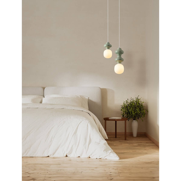 Lampa wisząca do pokoju dziecięcego VILROSA LE44555 ceramiczna biała zielona
