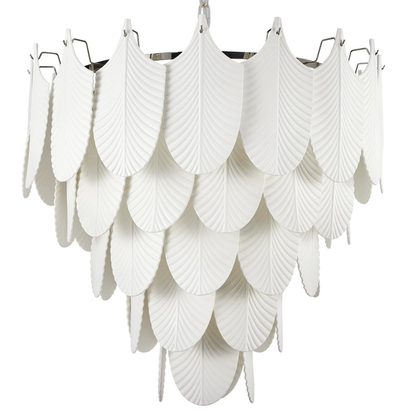 Wisząca lampa Palermo P21473WH Cosmolight ceramiczna liście białe