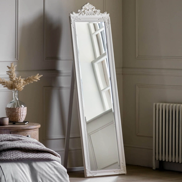 Klasyczne lustro dekoracyjne Lambeth 5055299433560 do sypialni białe