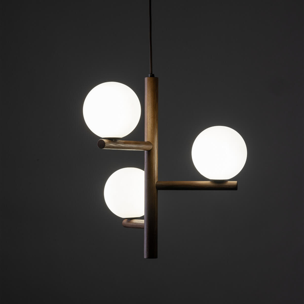 Zwisająca lampa nad stół Estera 10271 bańki ekologiczna drewniana