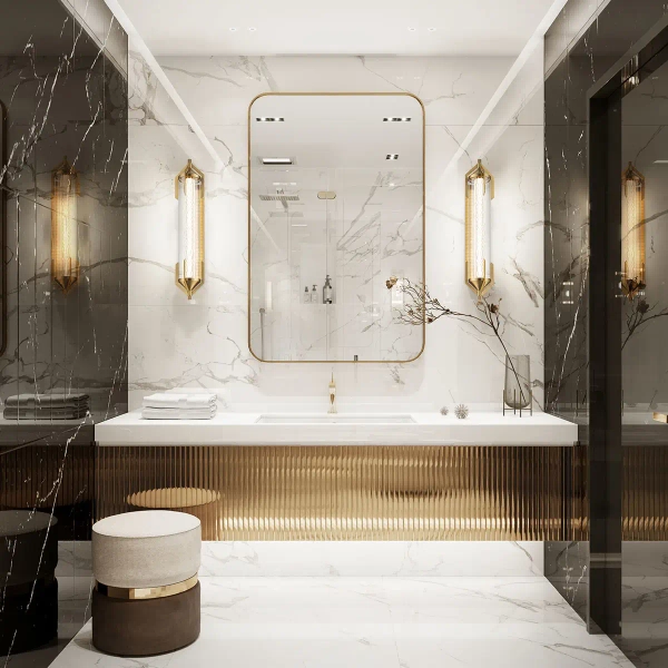 Szklany kinkiet łazienkowy Espada QN-ESPADA-2W-BG LED 23W 3000K IP44 złoty