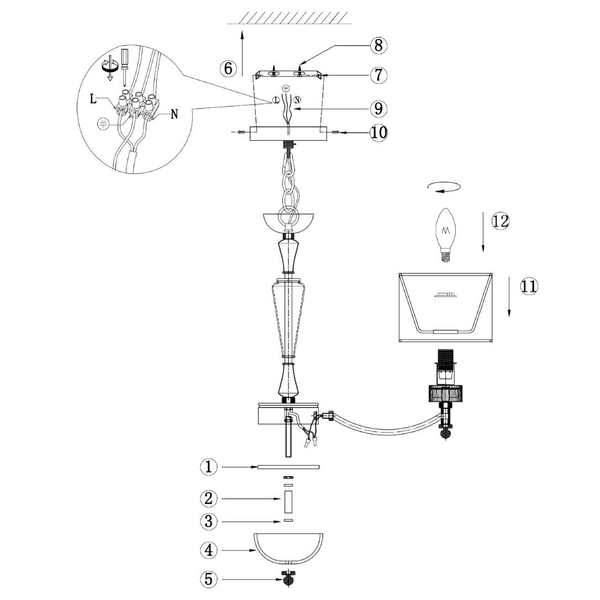 LAMPA wisząca ALICANTE MOD014CL-06N Maytoni abażurowa OPRAWA zwis glamour nikiel