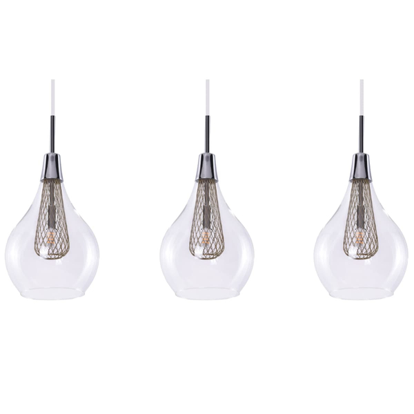 Salonowa lampa wisząca Elektra szklane krople chrom