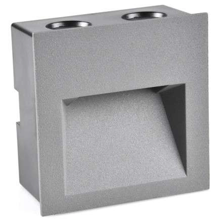 Schodowa LAMPA wpuszczana Q7 LED 313737 Polux metalowa OPRAWA kwadratowa LED 3W 4000K podtynkowa IP44 grafitowa