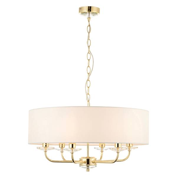 Lampa wisząca Nixon 70561 Endon abażur na łańcuchu ecru mosiądz