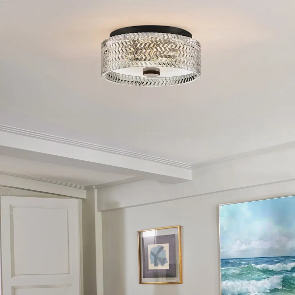 Glamour sufitowa lampa Elle HK-ELLE-F-S-BK kryształowa czarna