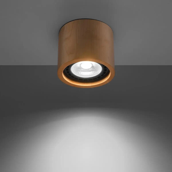 Drewniana LAMPA sufitowa SOL SL.0913 okrągła tuba downlight drewno