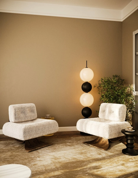 Designerska lampa podłogowa Akiko LED 25W 3000K balls czarna biała