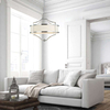 LAMPA abażurowa Stesso Cromo M Orlicki Design wisząca OPRAWA okrągła w stylu klasycznym kremowa chrom