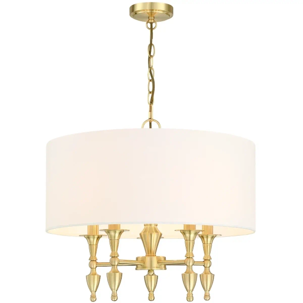 Wisząca lampa z abażurem Austin P05197BR-WH Cosmolight biały mosiądz