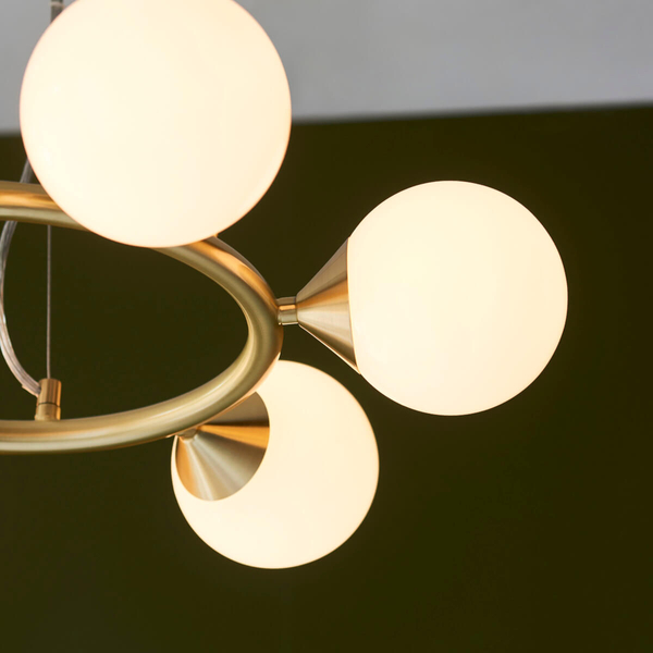 Kulista lampa wisząca do salonu L&-1106390 mosiądz biały