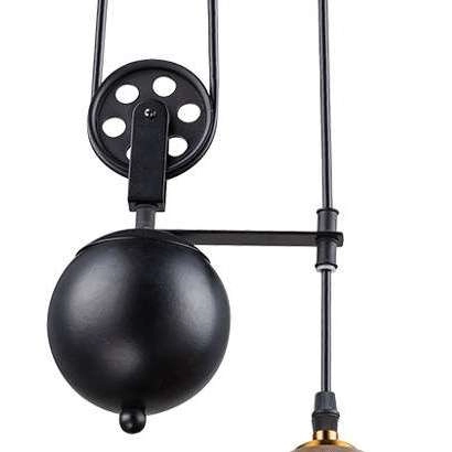 Industrialna LAMPA wisząca LENIUS 15053 Globo metalowa OPRAWA zwis na bloczkach loft czarny