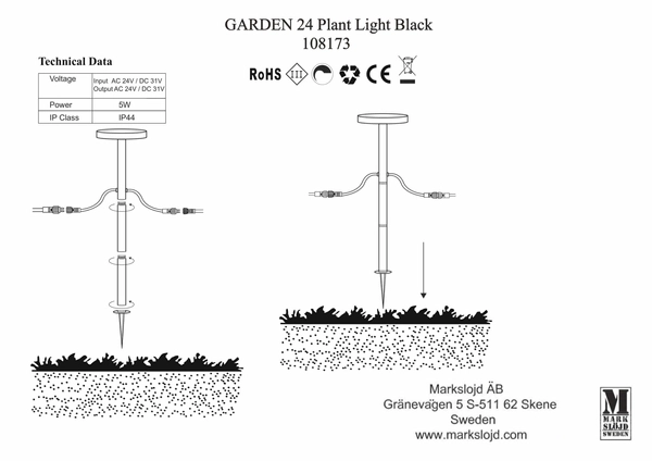 Stojąca lampa zewnętrzna Garden na taras LED 5W 3000K czarna