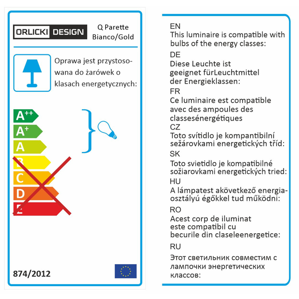 LAMPA ścienna Q Parette Bianco / Gold Orlicki Design metalowa OPRAWA kinkiet tuba biała złota