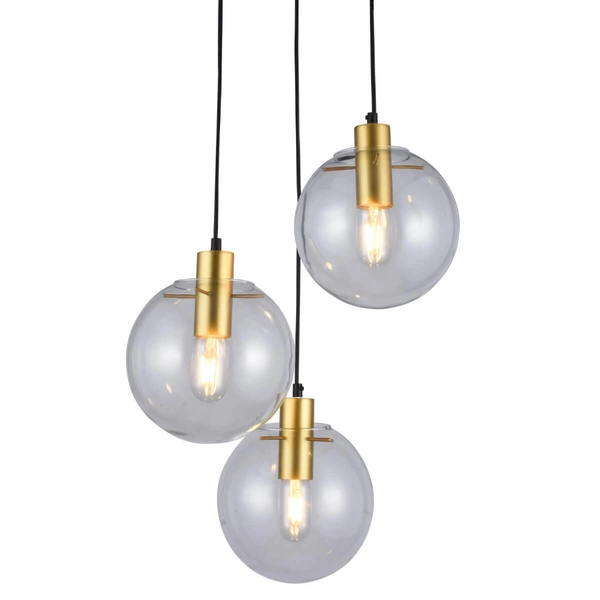 Wisząca LAMPA loft PUERTO LP-004/3P GD Light Prestige szklana OPRAWA industrialny ZWIS kaskada kule przezroczyste złote