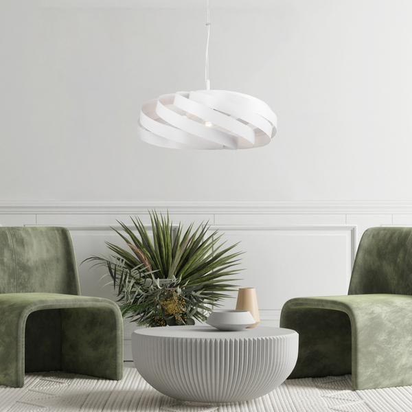 Wisząca lampa Vento 1134 Zumaline okrągła nad stół biała